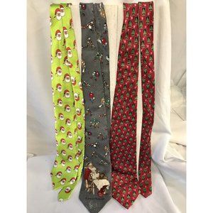 Lot 3 VTG Hallmark Christmas Ties Santas Toy Workshop & Christmas Trees 1 Elect